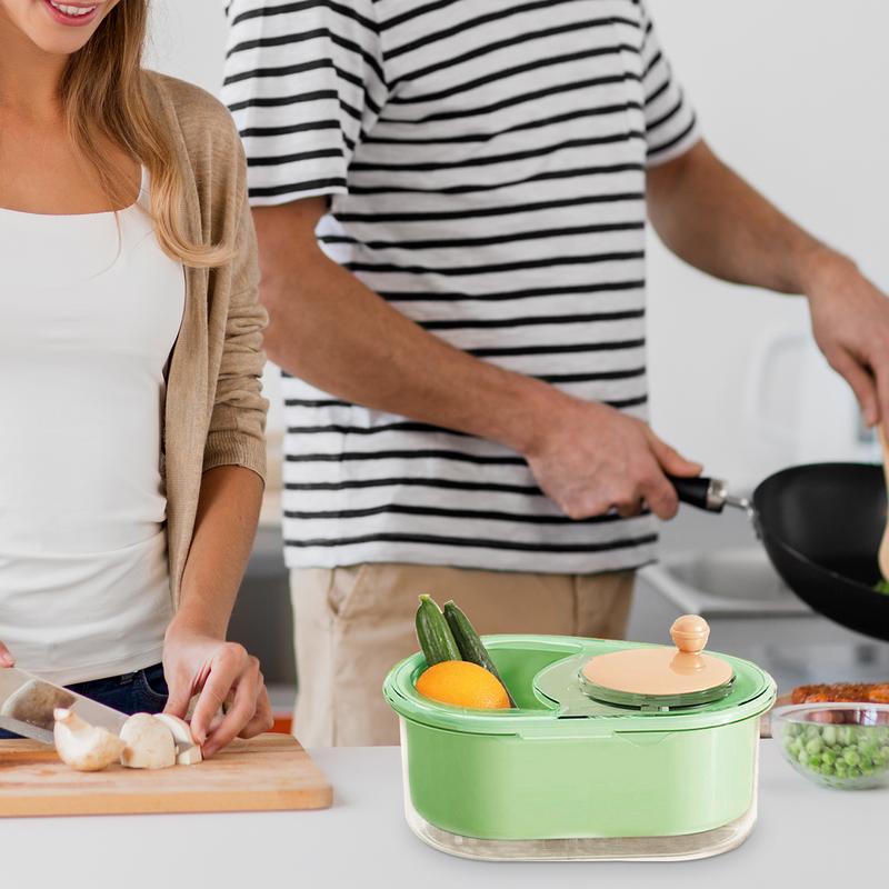 Fruit Cleaner Bowl Portable Rotating Veggie & Salad Spinner And Dryer Manual Lettuce Washer Kitchen Cleaning Drainer Basket Food зелёный