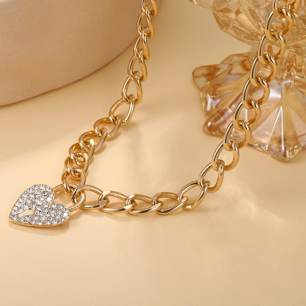 iF ME Luxury Heart Pendant Necklace for Women Crystal Gold Chain Necklaces Accessories Jewelry