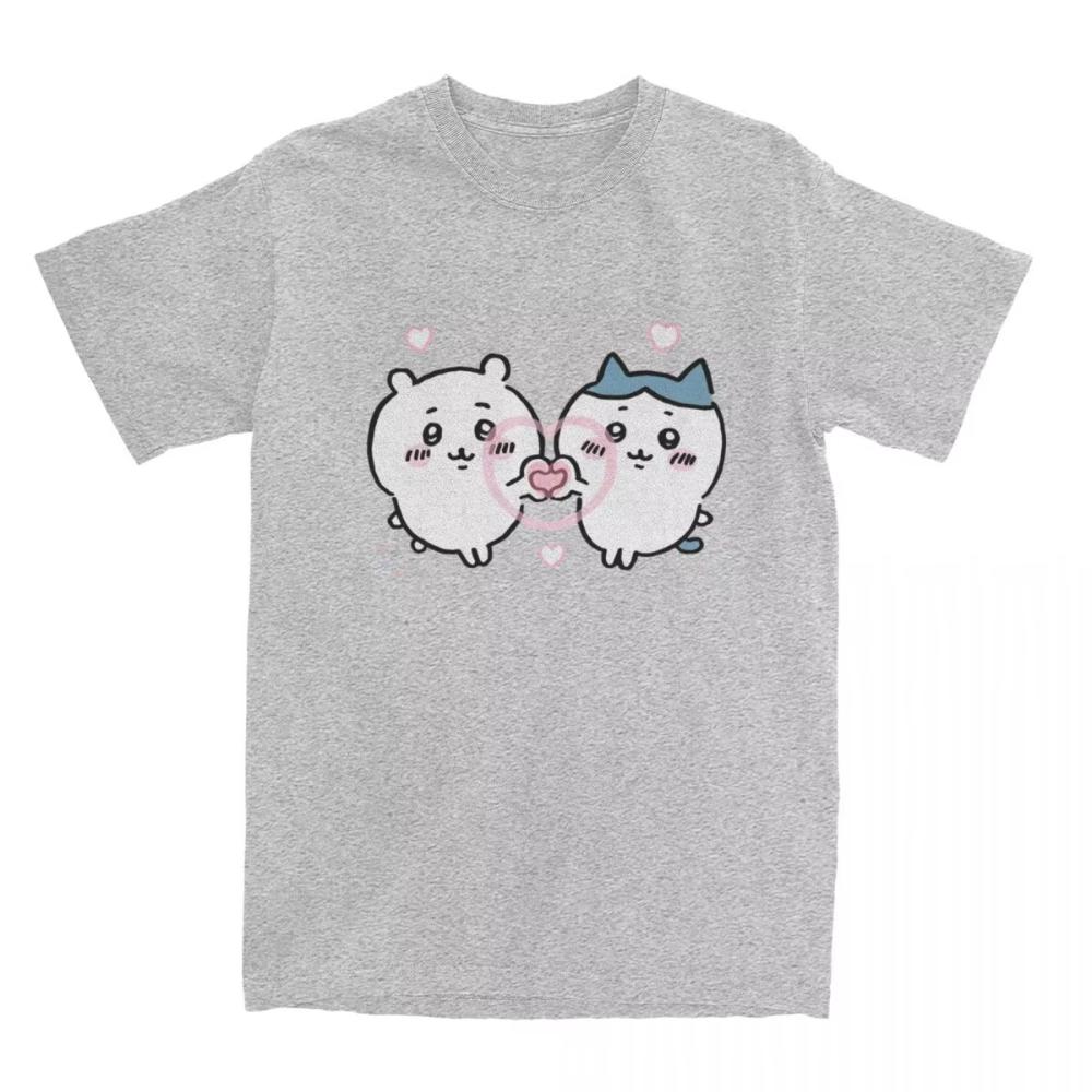 MINISO Chiikawa Anime Japan Cute Cartoon Y2K T-Shirts Hippie T Shirts Short-Sleeve Tshirts Summer Cotton O Neck Oversize Clothes
