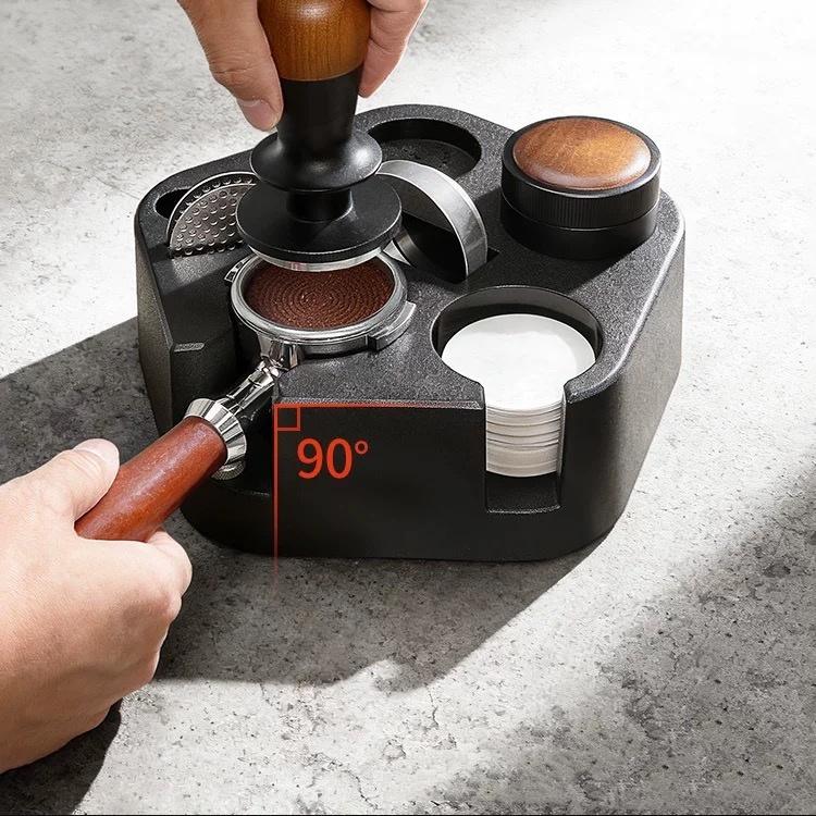 All -in -One Barista Solution: Universal Coffee Corner Stand with Filter Tamper Holder & Espresso Distributor Support Base Rack