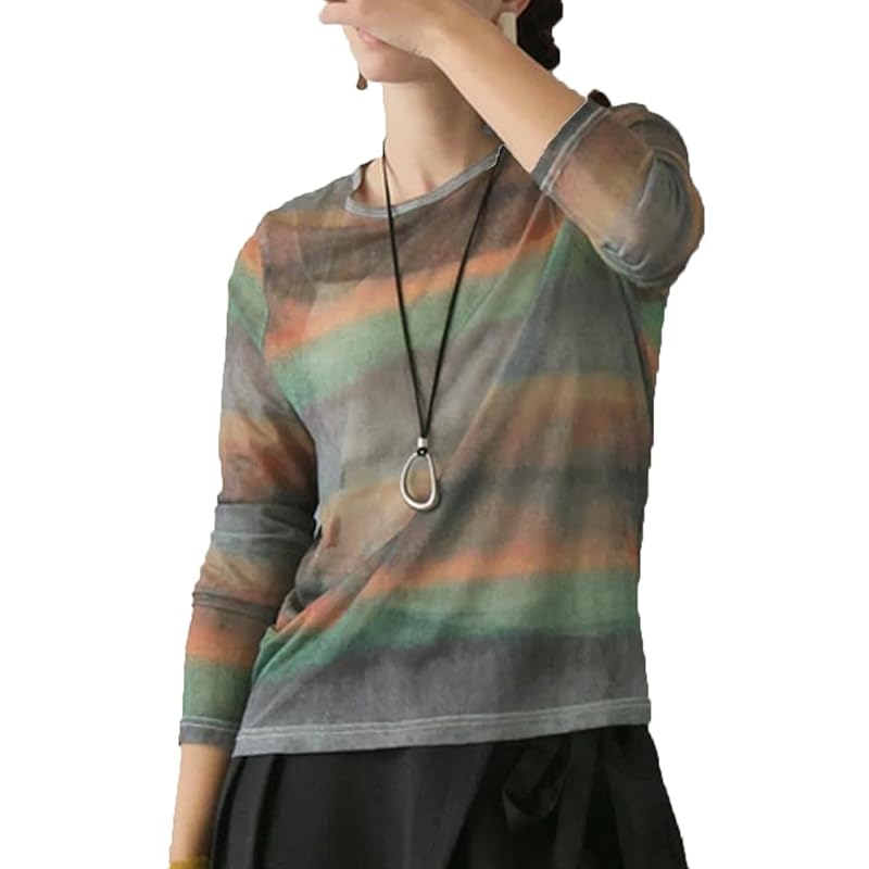 

[antiqua] [Antica] Nuance pattern Sheer tops cut and sew ladies ESA-00208 Onesize 85 mix