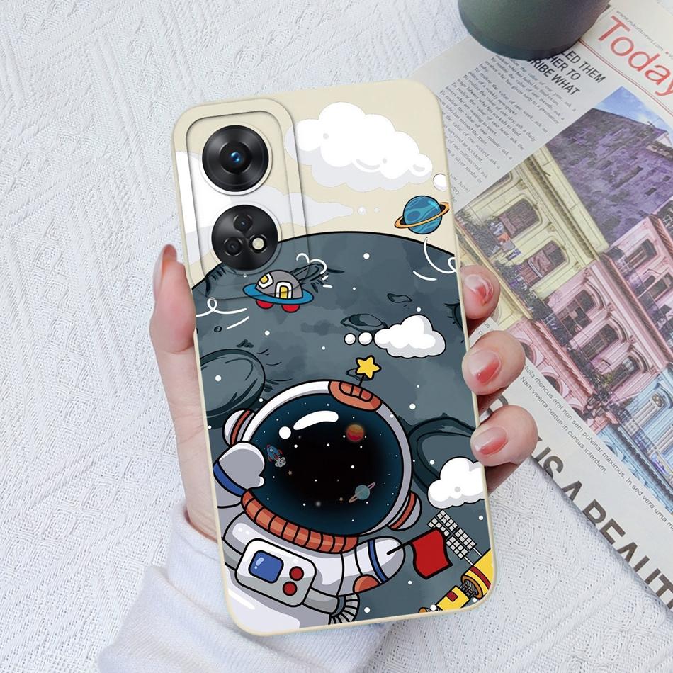 Phone Case For OPPO Reno 8T 4G 5G 8Z 8Lite Cover Cartoon Camera Protection Liquid Silicone Bumper For OPPO Reno8 T Fundas Gift