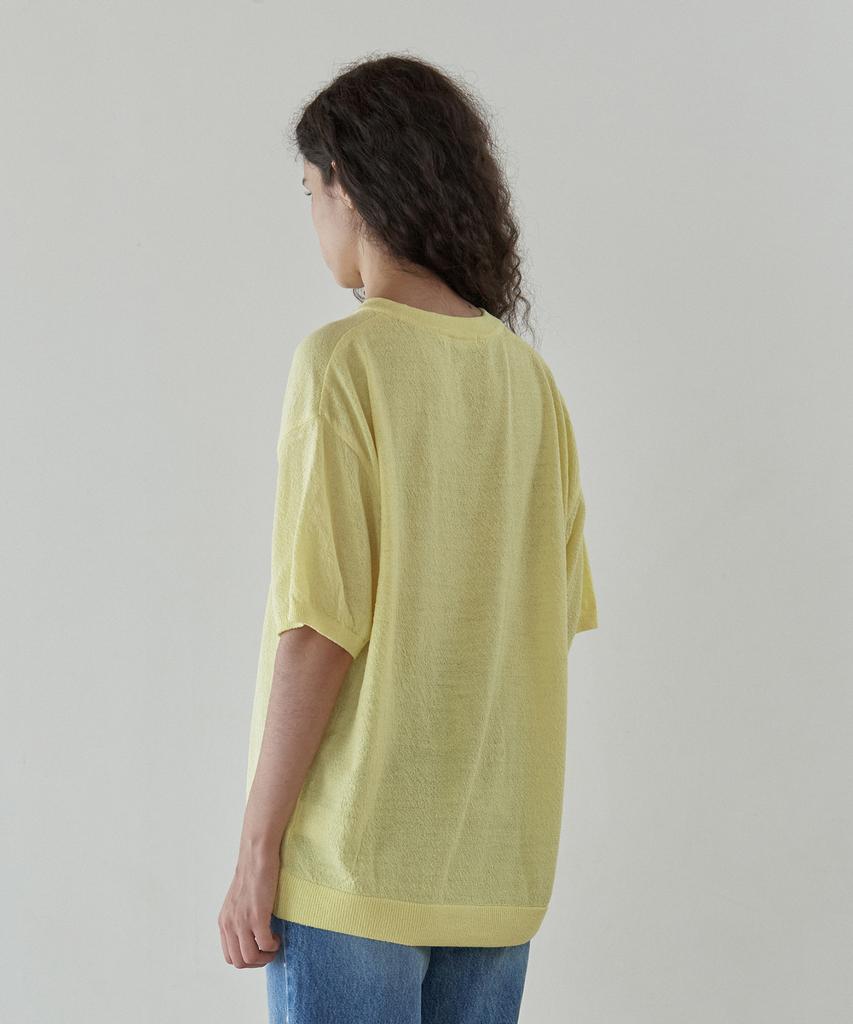 KNITTED Cool Summer Essential Round Short Sleeve Knit Tee Lemon