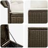 Sofa Set 5 Pieces Brown and Cream White Poly Rattan and Steel