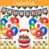 Bunte Roblox Geburtstagsparty-Zubehör Banner Und Kuchenaufsätze Ideal Für Junge Gamer