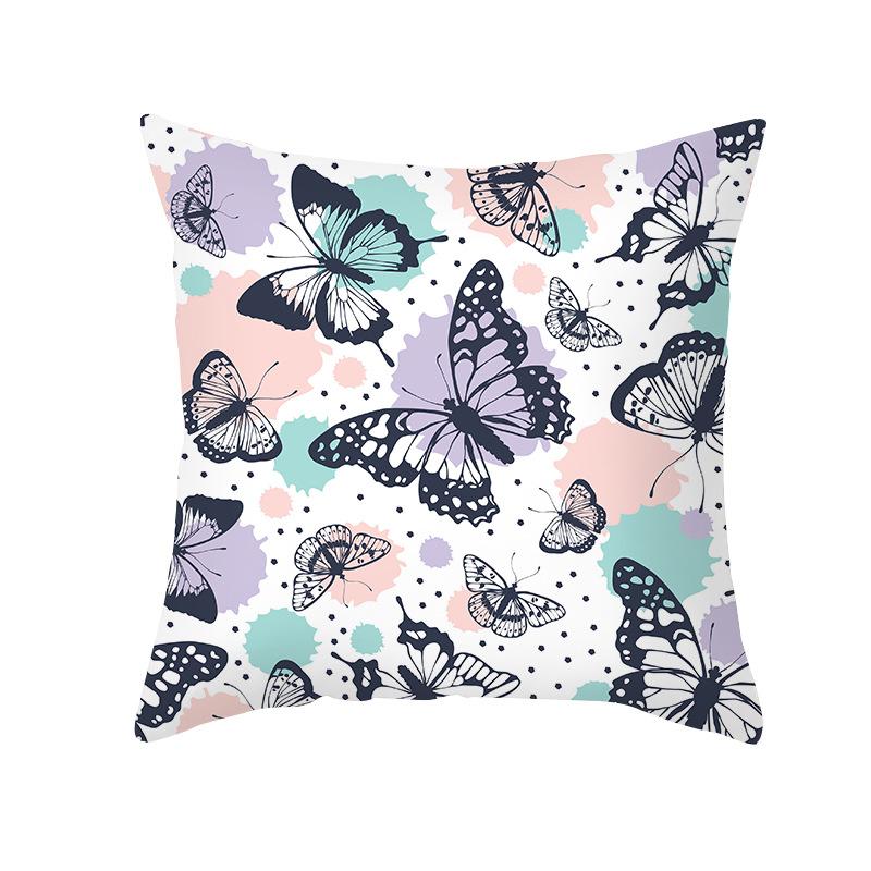Colorful Butterfly Series Sofa Pillow Cover Nordic Peach Skin Print Office Cushion Pillow Cover Home