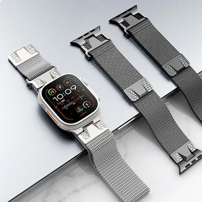 Magnetic Strap For Apple Watch Ultra 49mm 45mm 44 Metal Band Stainless Steel Milanese Loop For IWatch Series 10 46mm 9 8 7 6 Se Ultra2