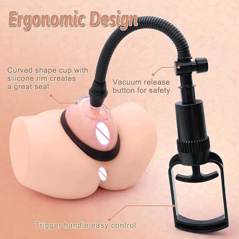 Manual Pussy Pump Pull Rod–Vagina &Clitoris Sucker,Breast Massage&Nipple Stimulator Kit, Enlargement Vacuum Pump Cover Adult Toy