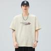 New Summer Printed Loose Five-quarter Sleeve T-shirt Men's Casual Short-sleeved T-shirt Japanese Retro