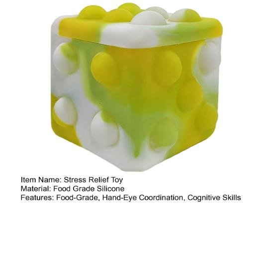 Stress Relief Toy Macaron Gradient Color Food-Grade Silicone Bubble Popper Hand-Eye Coordination Development 3D Cube Sensory Fidget