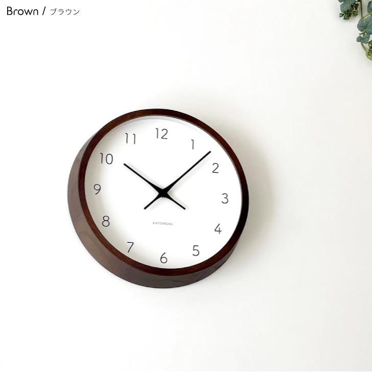KATOMOKU Muku Clock 7 Brown km-60BR, Continuous Second Hand Movement, 30.6cm Diameter (quartz Clock)