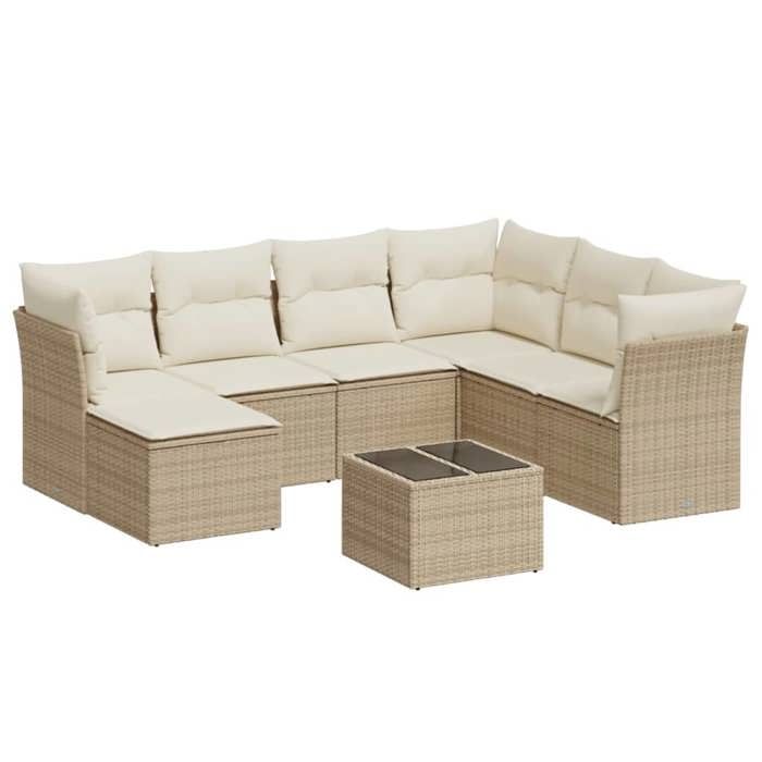 VidaXL Salon de jardin avec coussins 8 pcs beige résine tressée 3217998