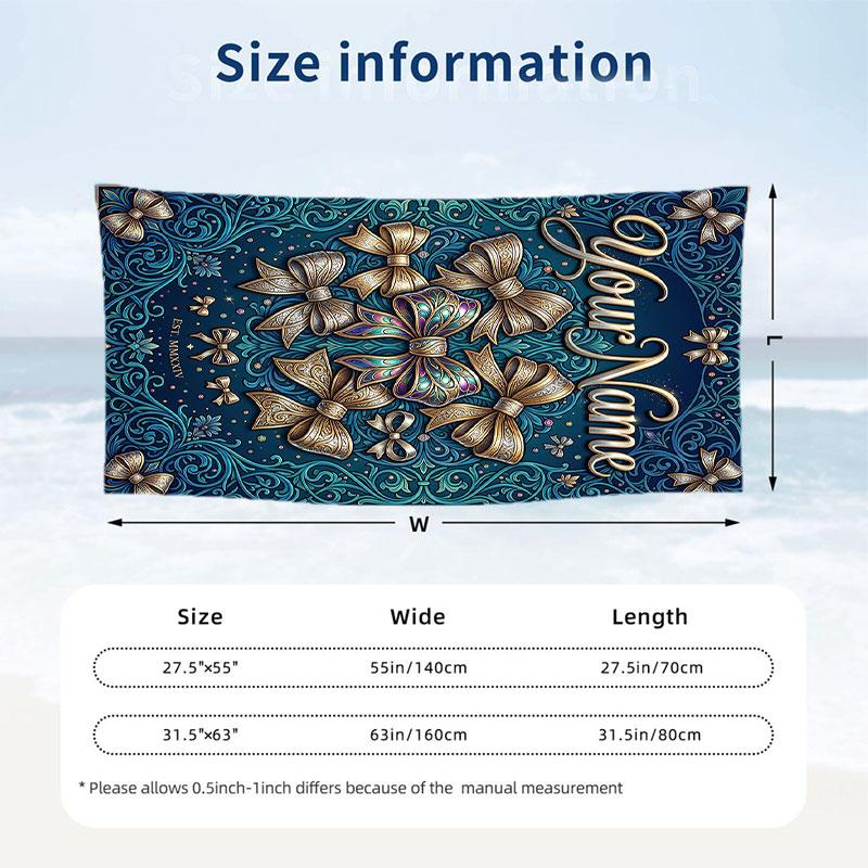 Decorative Artwork Theme Beach Towel Personalized Custom Name & Text Soft Quick Dry Beach Towel for Swimming Travel