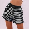 Women's Fashionable Relaxed-fit Striped Shorts With An Elasticated Waist Drawstring And Pockets