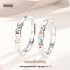 Colorful Enamel Personalized Letter Couple Rings - Fashionable & Versatile Set