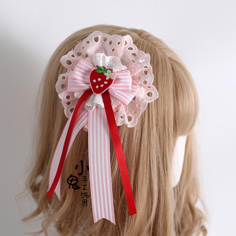 Original Striped Strawberry Headband Lolita Cake Top Hat Lolita Style Handmade Strawberry Sweetheart Sleeves Korean Accessories