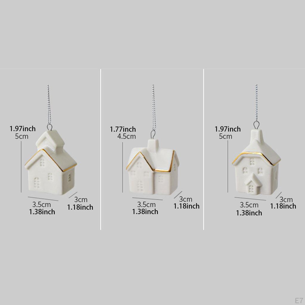 3 Pieces Christmas Mini House Pendant Hanging Creative Xmas Village Toy Decoration for