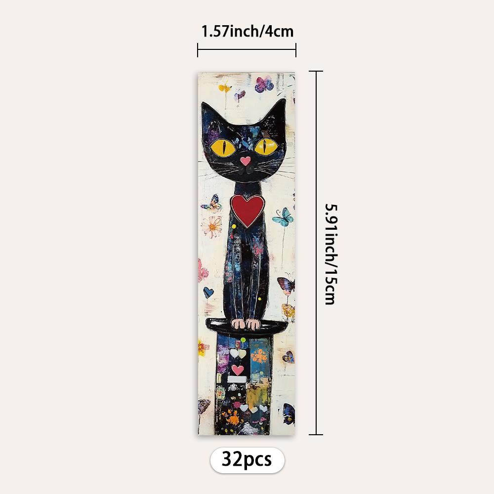 32pcs, cute doodle cat bookmarks, suitable for back-to-school season, Christmas, Halloween, teachers, readers, and birthdays.