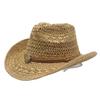 Western Cowboy Hat Hollow Lafite Straw Hat Men'S And Women'S Summer Beach Jazz Hat Knight Big Brim Sun Hat