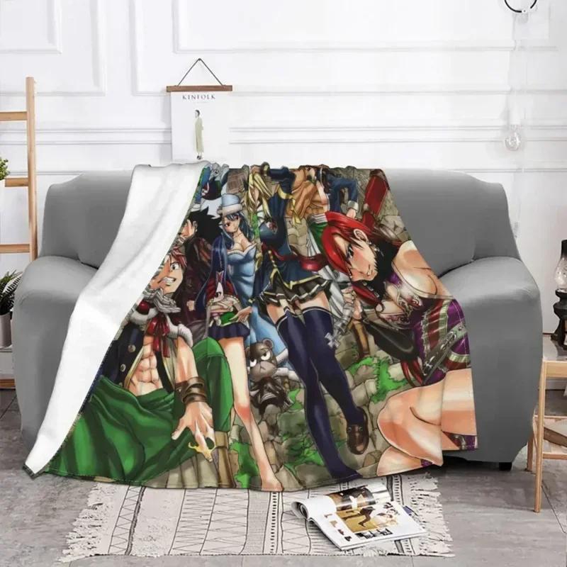 Natsu Erza Gray Lucy Happy Blankets Fairy Tail Anime Fuzzy Throw Blanket Summer Autumn Winter Decoration Soft Warm Bedspreads