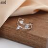 Effie Queen 925 Sterling Silber Offener Ring mit Wassertropfen & Ovalem Zirkonia Hohl Design Doppellagiger Stil Geschenk APR39