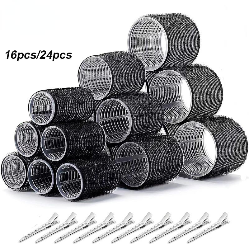 16/24pcs Self Grip Hair Rollers No Heat Hair Curlers Heatless Curls Hair Bangs Volume Self-adhesive Hook & Loop DIY Styling Tool