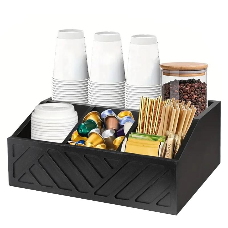 Multipurpose Coffee Organizers with Engraved Designs Portable Accessory for Creating Clean Coffee Bar Environment