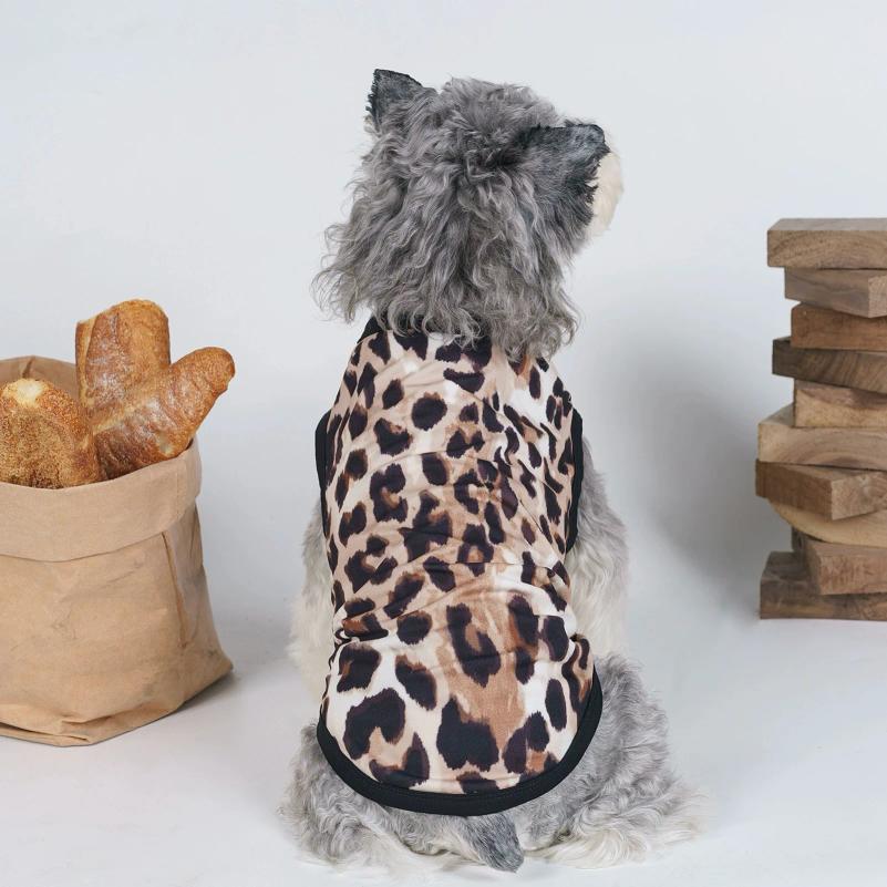 2025 latest pet leopard print vest dog dog cat summer home going out vest, breathable and comfortable, suitable for small and me