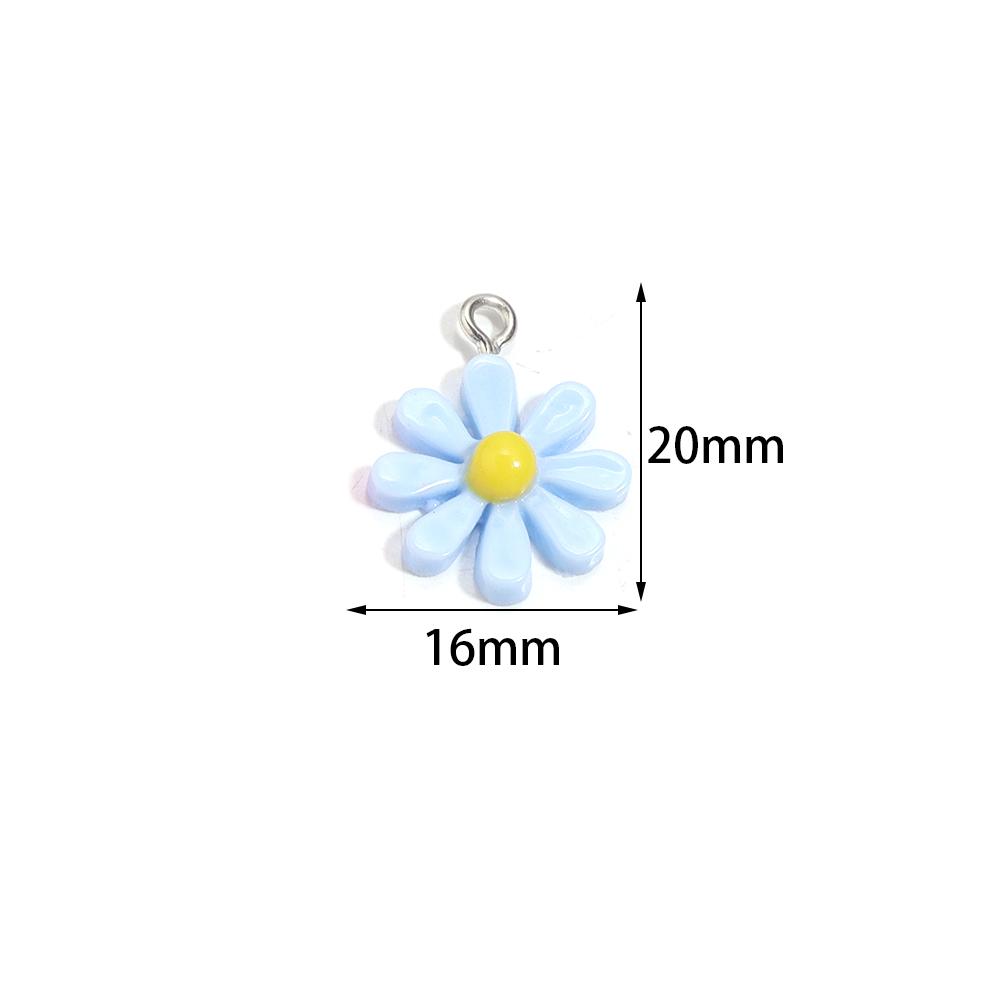10pcs/Lot Resin Daisy Flower Pendant Colorful Glossy Surface Flower Charm For Jewelry Making DIY Keychain Earring Charm Pendant