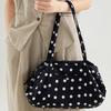 Korean Polka Dot Tote Bag Lightweight Nylon Handbag Women Casual Commute Shoulder Bag Large Capacity Sports Foldable Storage Bag