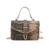 2025 Summer New Fashion Trend Snake Pattern Splicing Foreign Style Personality Design Sense Handbag Women's Shopping Messenger Bag