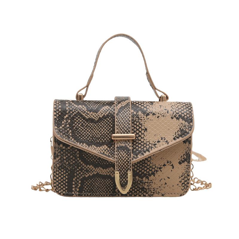 2025 Summer New Fashion Trend Snake Pattern Splicing Foreign Style Personality Design Sense Handbag Women's Shopping Messenger Bag