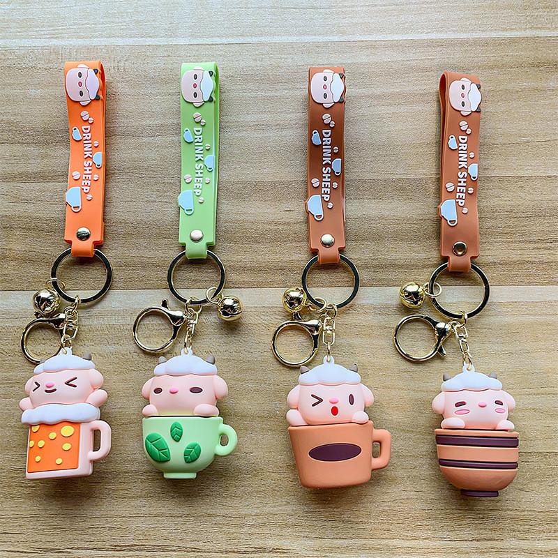 Cartoon Sheep Stylish Key Holder With Fun Cup Designs Perfect For Couples And Friends