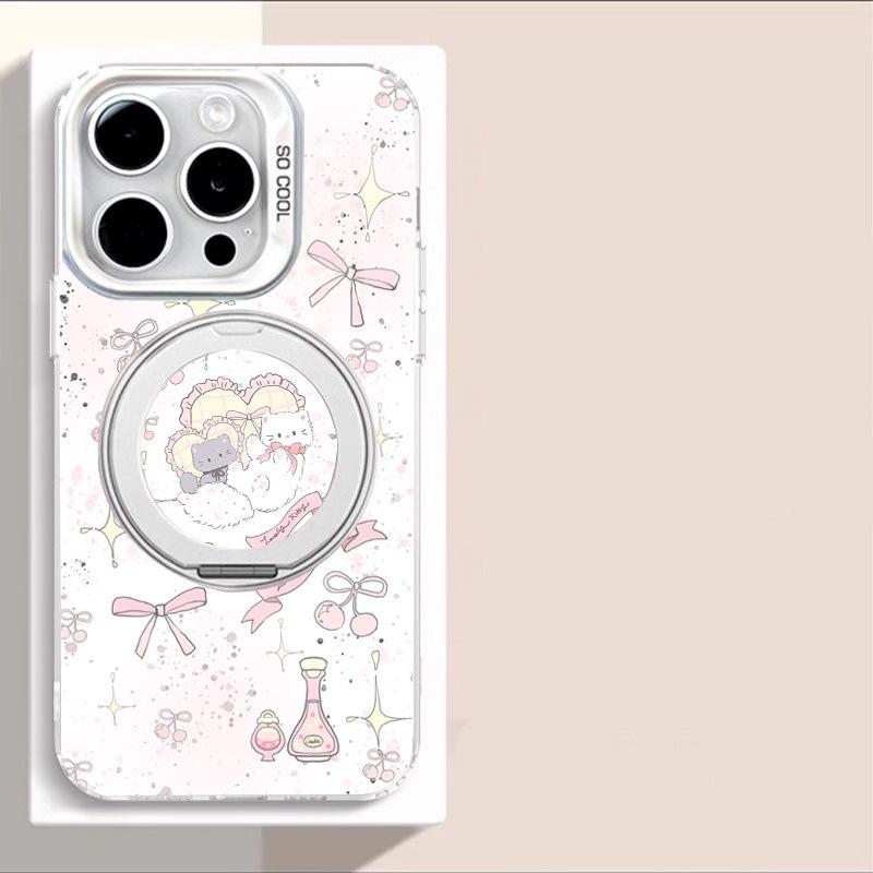 Cherry kitten applies to iPhone16promax colored silver mobile phone case Apple protective case Apple 16e