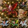 Xmas Tree Hanging Accessory Santa Claus Dragon Rider Christmas Ornament, 2D Acrylic Red Door Window Decor with Flying Decorations for Home Parties