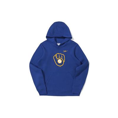 Nike Milwaukee Brewers Logo Print Hoodie Mit Baseball-Elementen, Langarm-Pullover Herren Tops Blau 3Z3B7SBHG-MIL