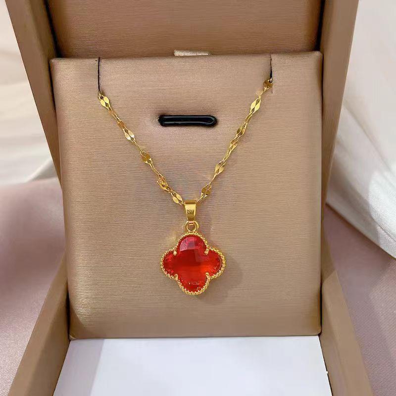 

Ожерелье «Четырехлистный клевер» Женский дизайн Легкая роскошь Простой кружевной кулон Цепочка для ключицы