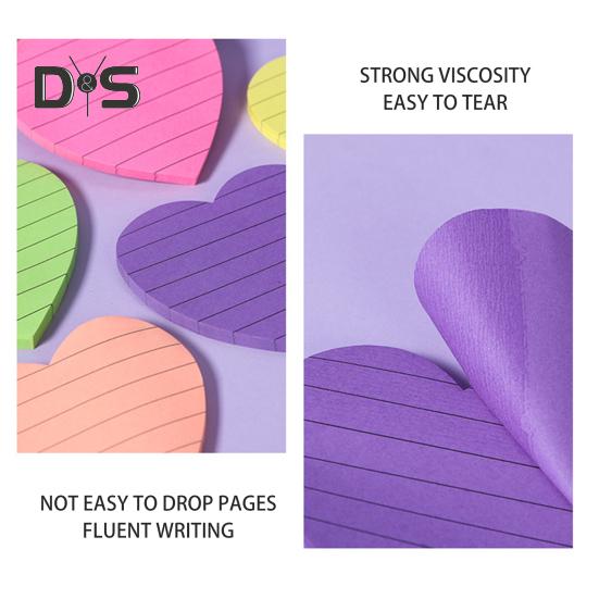 Sticky Notes Set 8 Colors Heart Square Shapes Removable Clean Smooth Writing Sticky Notes Home Office School Supplies