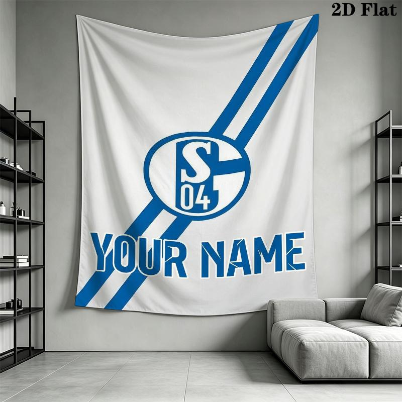 Custom Name FC Schalke 04(3) Wall Tapestry Aesthetic Wall Hanging Printed Fabric Blanket Decorative Tapestries for Bedroom Living Room Home Decor
