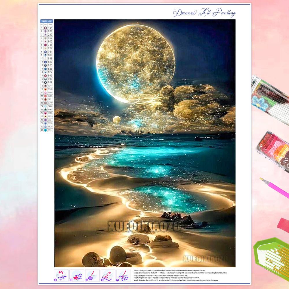 Seaside Scenery 5D Diamond Painting Kit Diamond Mosaic DIY Home Decor Gift for Adult Beginners New 2026