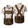 Men’s Short Sleeve Button Down Shirt with Vintage Festival Inspired Print Relaxed Fit Casual Party and Everyday Top