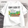 Kan ik eraan likken Periodiek Systeem T-shirt Heren Dames Periodiek Systeem T-shirt Casual Scheikundeleraar T-shirt Ronde Hals Korte Mouw