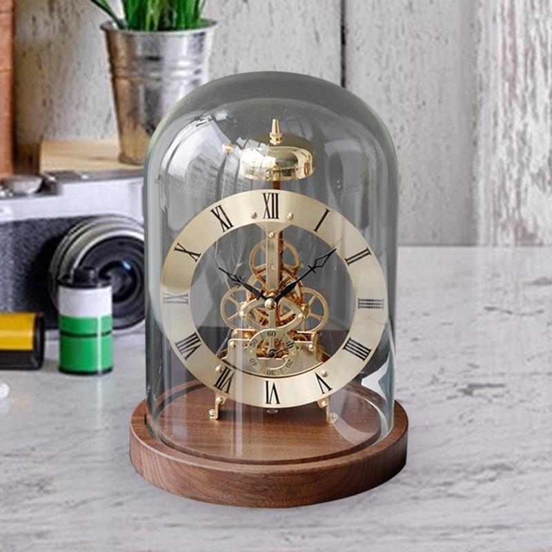 Moving Gear Clock Ornament Table Clock Movement Mechanical Clock Shelf Clock for Bedroom Living Room Study Home Decoration