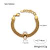 Korean Vintage U-Shaped Rhinestone Tassel Necklace Set - 18k Gold Plated Titanium Steel