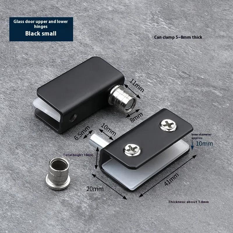 

2 шт. Стеклянные петли-оси вращения из нержавеющей стали, петли для вращающихся дверей винного шкафа, зажим-клипса, вал, скрытая фурнитура чёрный