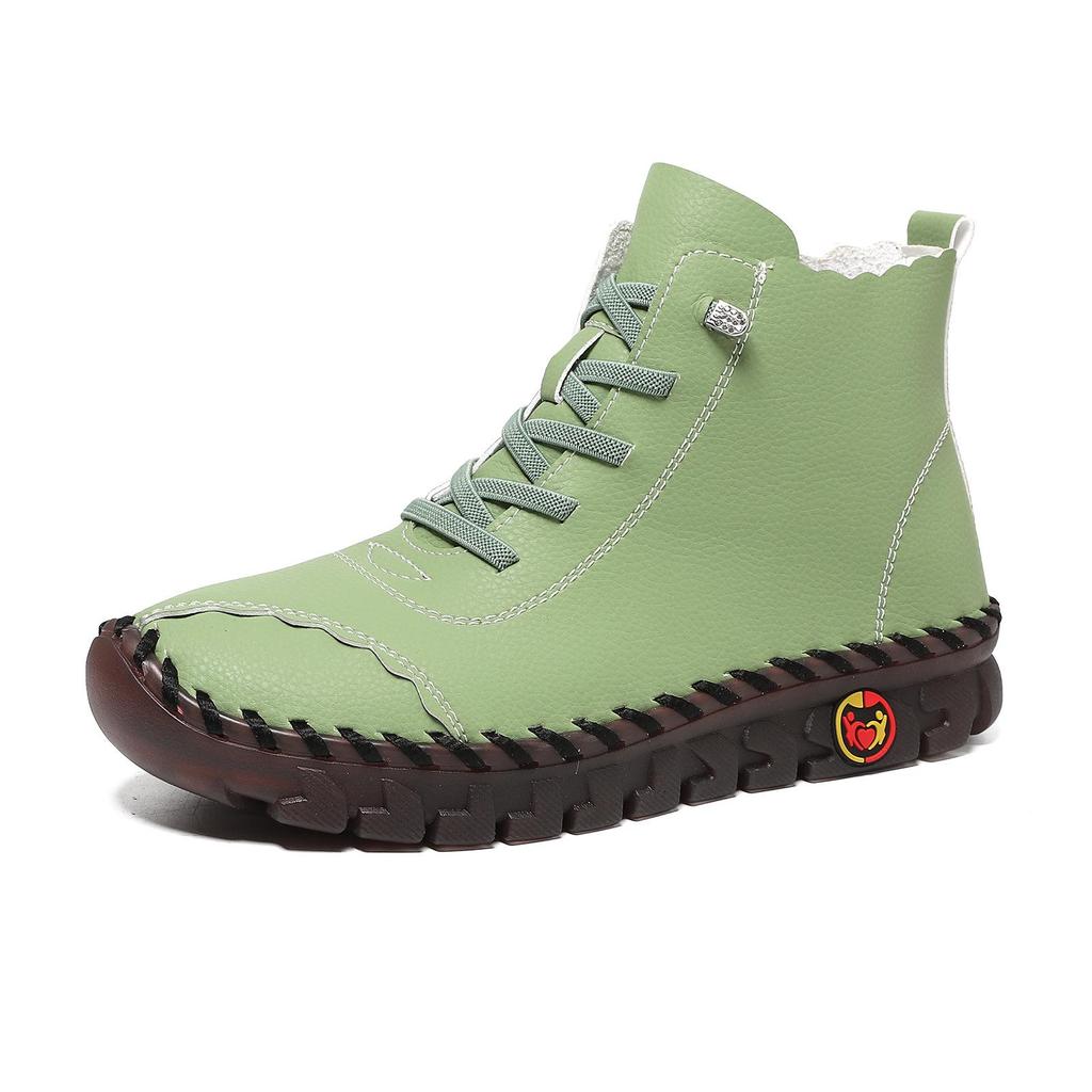 Women Shoes Autumn Red Leather Loafers for Women Lace Up Sneakers Casual Platform Women's Ankle Boots Winter High Top Sneakers