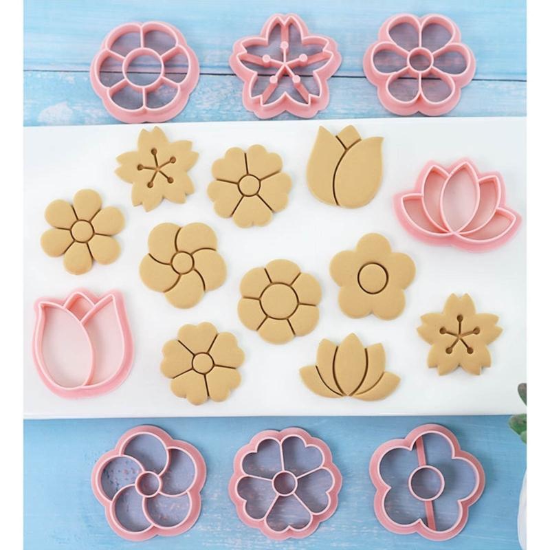 Pack Of 8 Flower Cookie Molds for Baking Enthusiasts Biscuit Fondant Embosser Stamp Rusts Resistant Dessert Bakewares