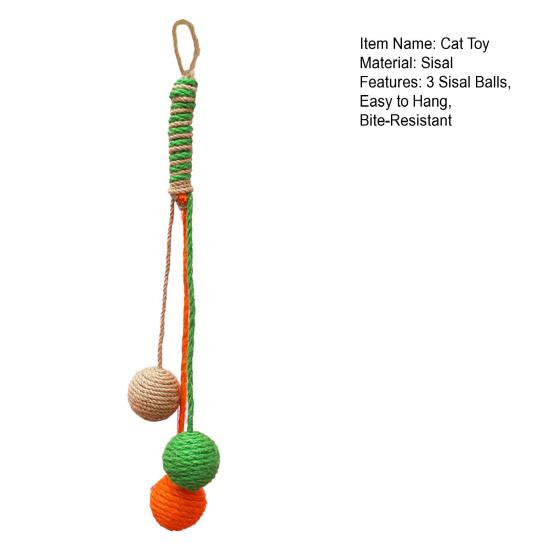 Sisal Ball Cat Toy Hanging Sisal Rope Rattle Ball Cat Scratcher Interactive Chew Toy Kitten Teething Toy for Cats Cage Entertainment