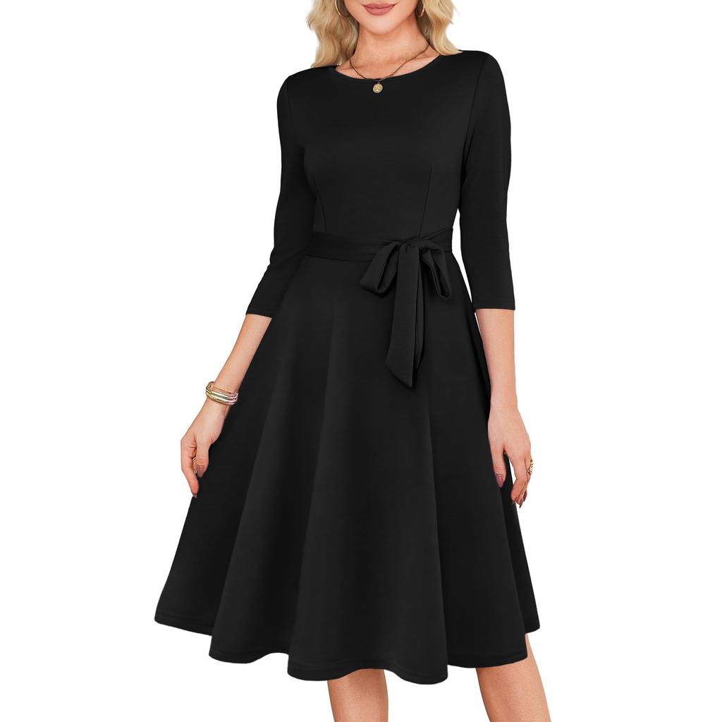 Women's Cocktail Dresses 3/4 Sleeve Vintage Wedding Guest Dress