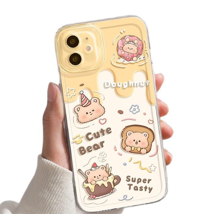 Cake bear apple 17pro mobile phone case new iphone15pro transparent 14plus couple 13 cute 12